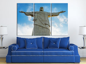 Christ the Redeemer Brazil Canvas Eco Leather Print, Made in Italy!