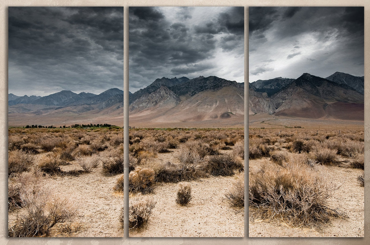 Dark Clouds Death Valley Wall Art Canvas Eco Leather Print, Made in Italy!