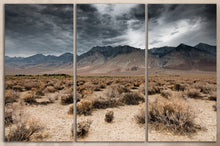 Load image into Gallery viewer, 3 Panel Dark Clouds Death Valley 3 Panel Framed Canvas Leather Print