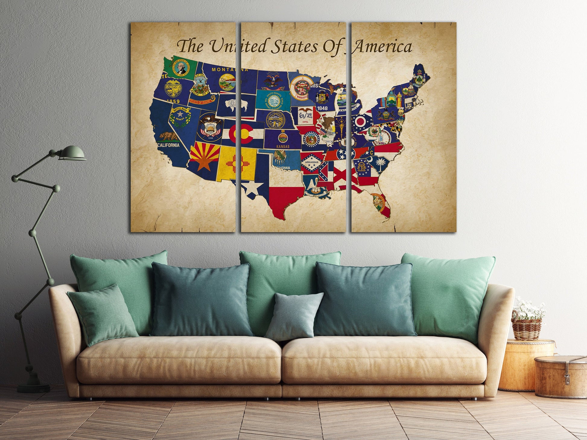 Push Pin The US Political Map Leather Print