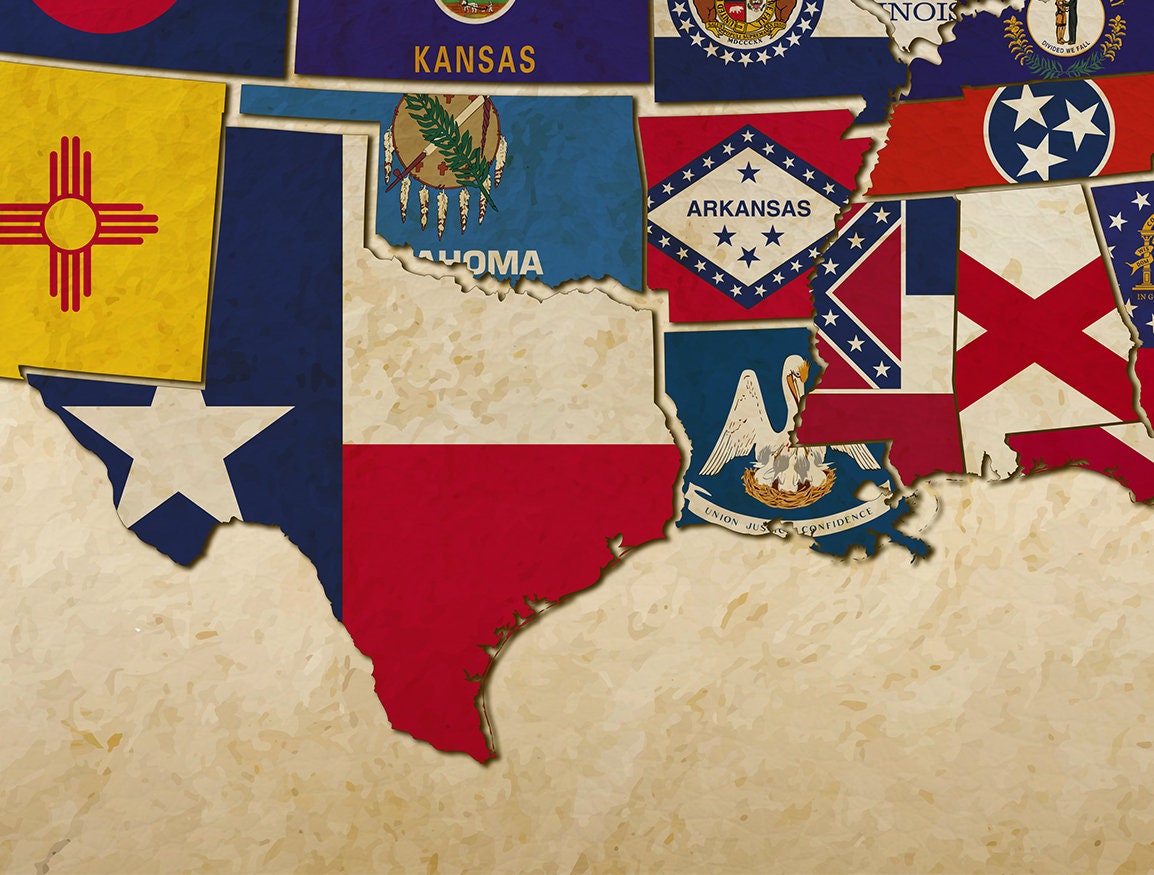 Push Pin The US Political Map Leather Print