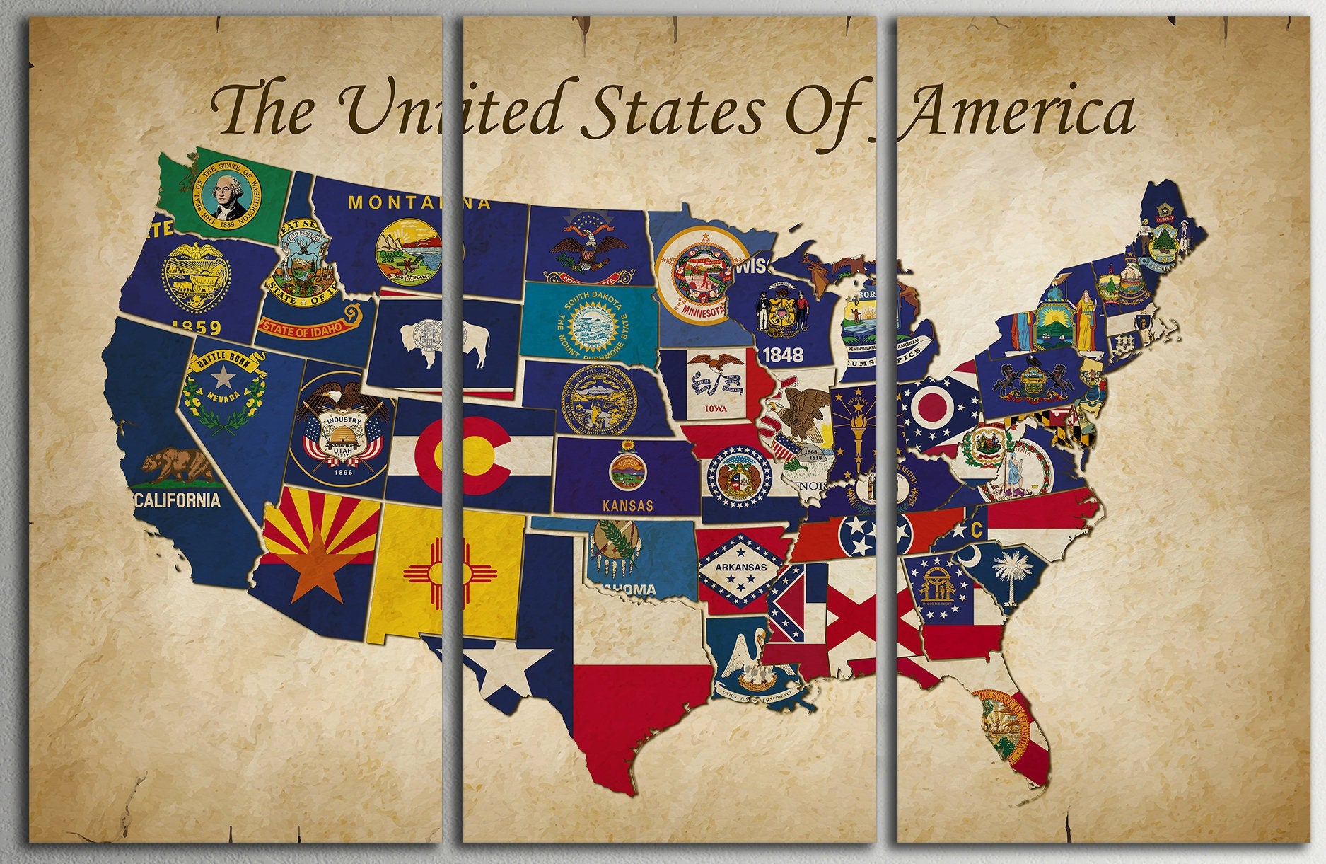 Push Pin The US Political Map Leather Print