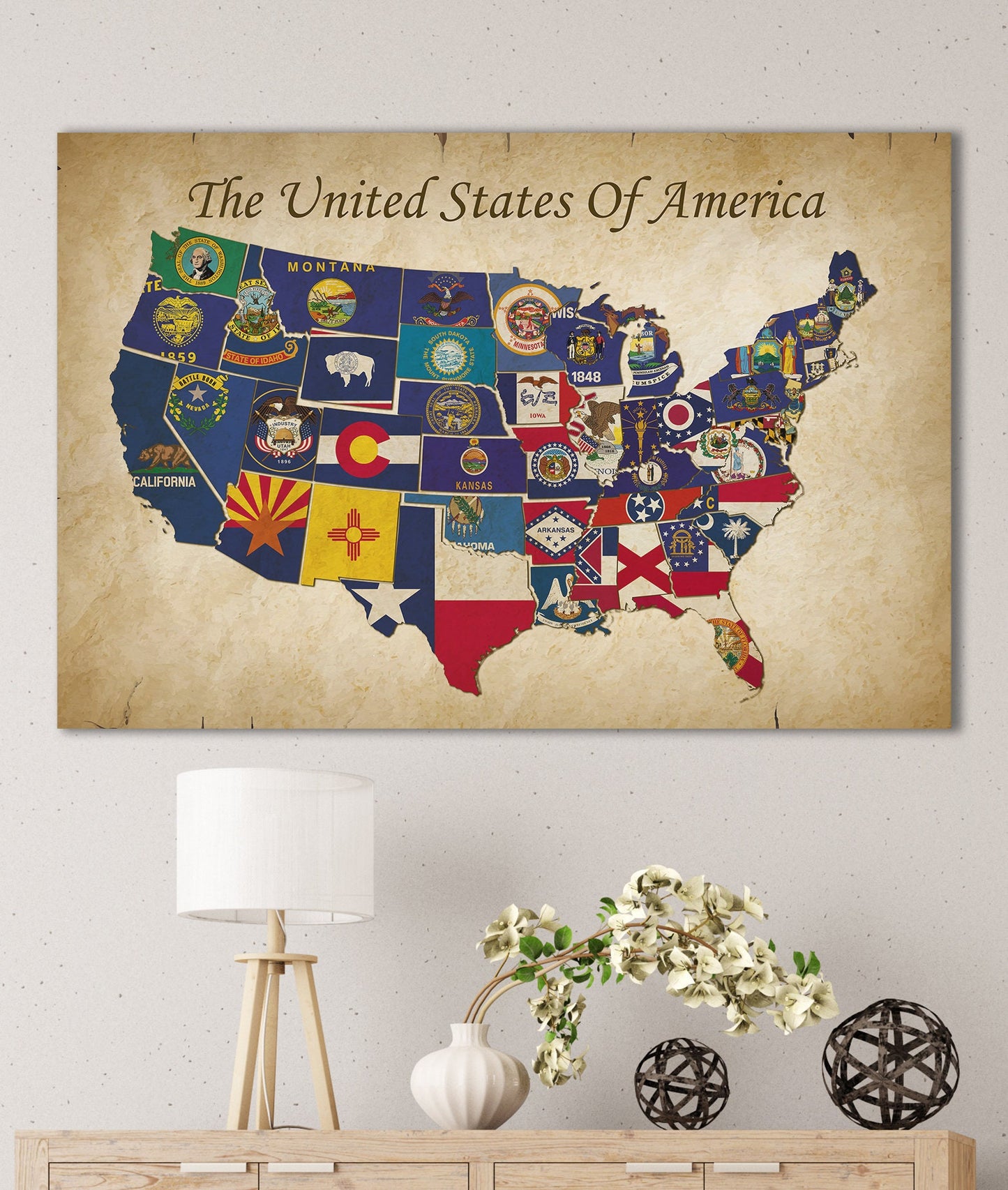 Push Pin The US Political Map Leather Print