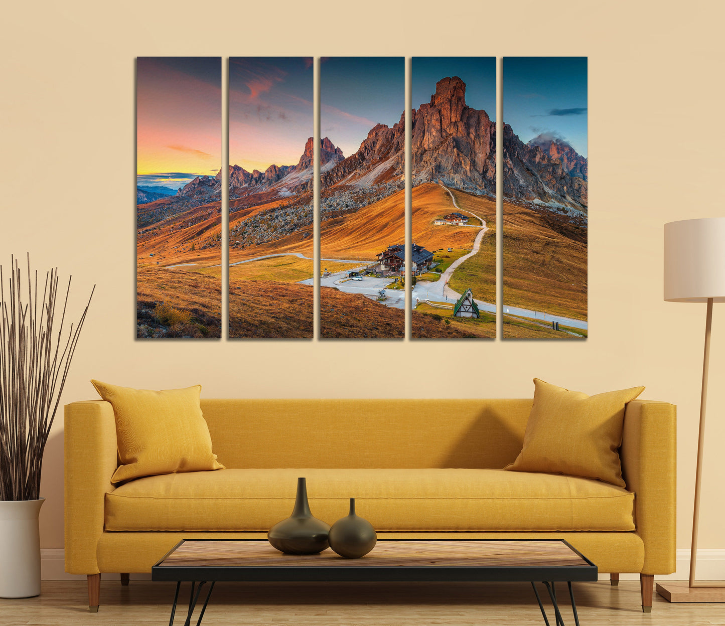 Alpine Pass Dolomites Italy 5 panel wall art
