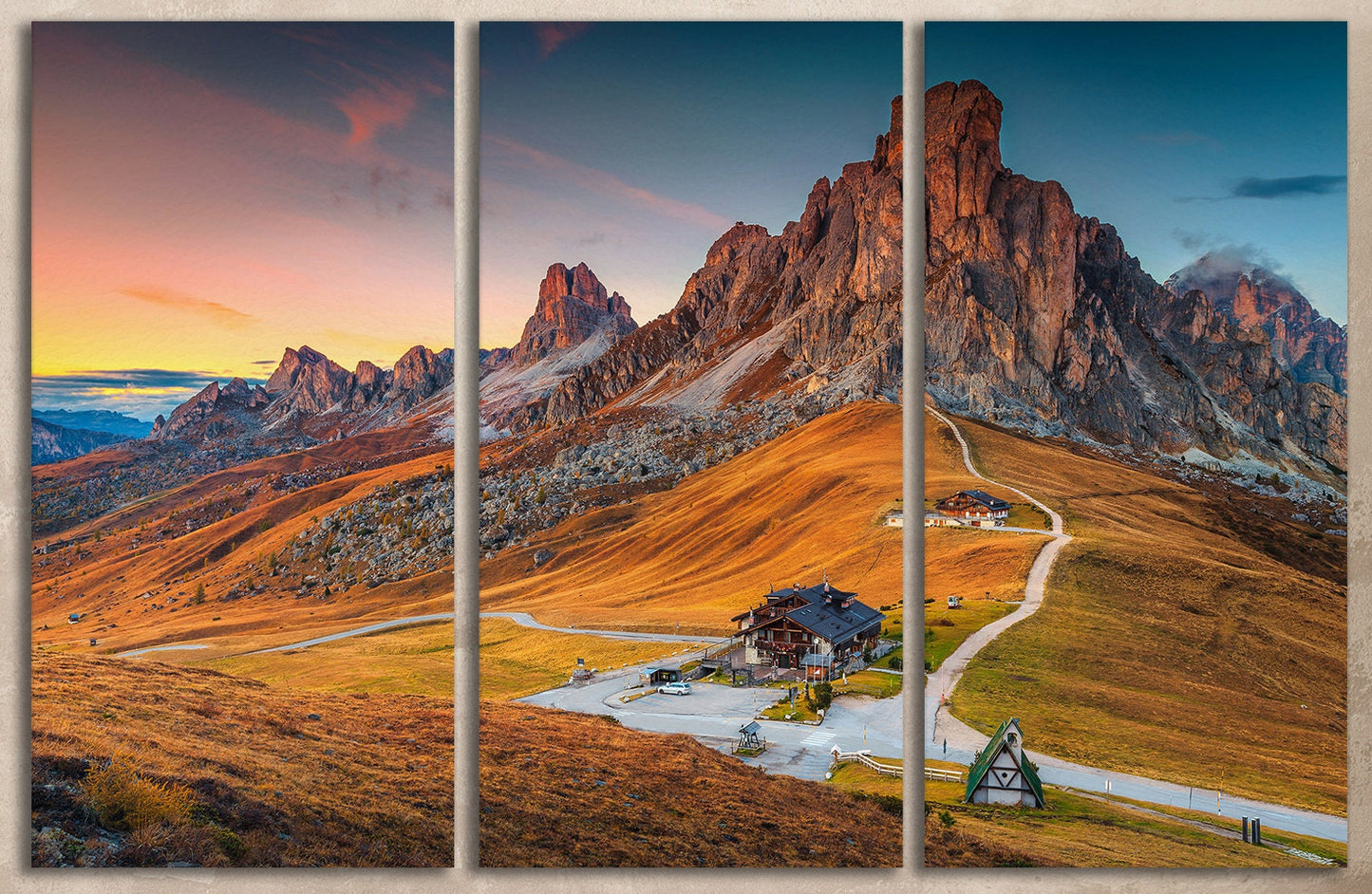 Alpine Pass Dolomites Italy 3 panel wall decor
