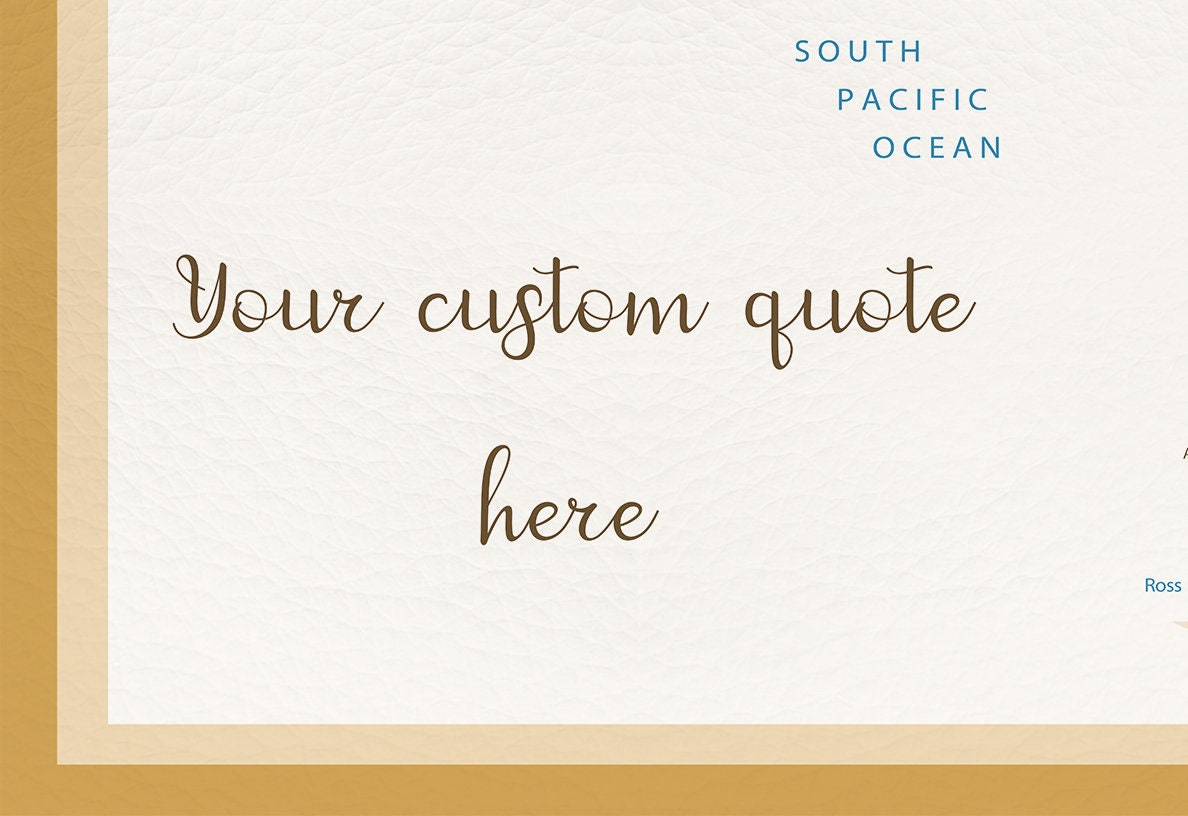 Push Pin Detailed World Map Vintage + Custom Quote Framed Canvas Leather Print