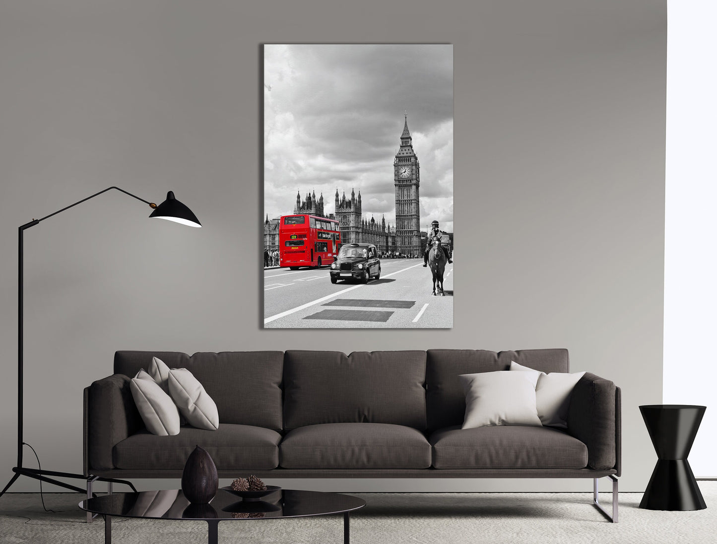 Big Ben and Red Bus London Canvas Eco Leather Print wall decor