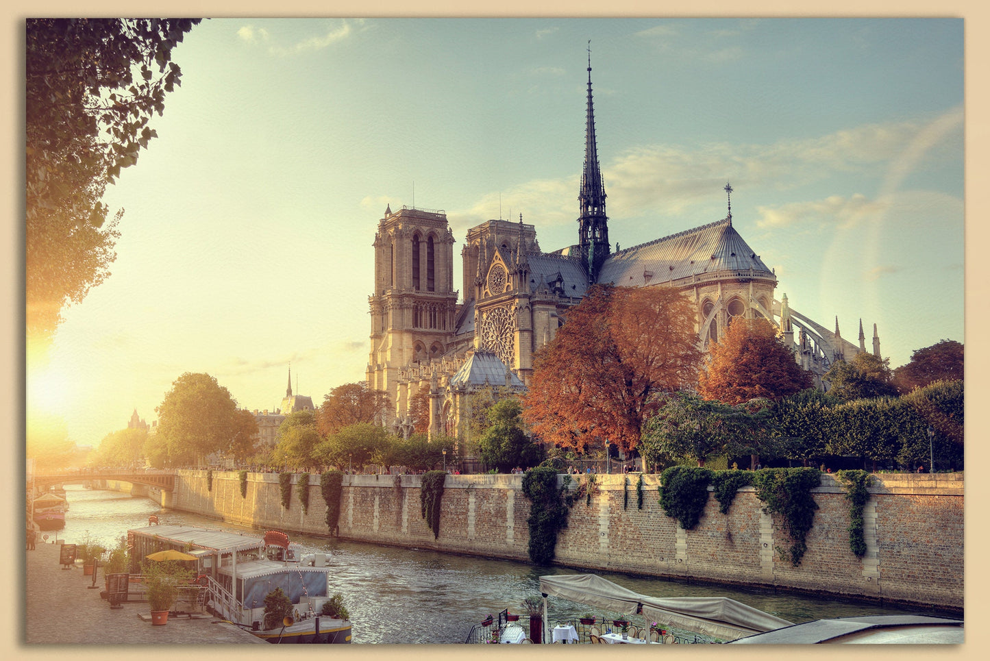 Notre-Dame Cathedral in Paris Sunrise Leather Print