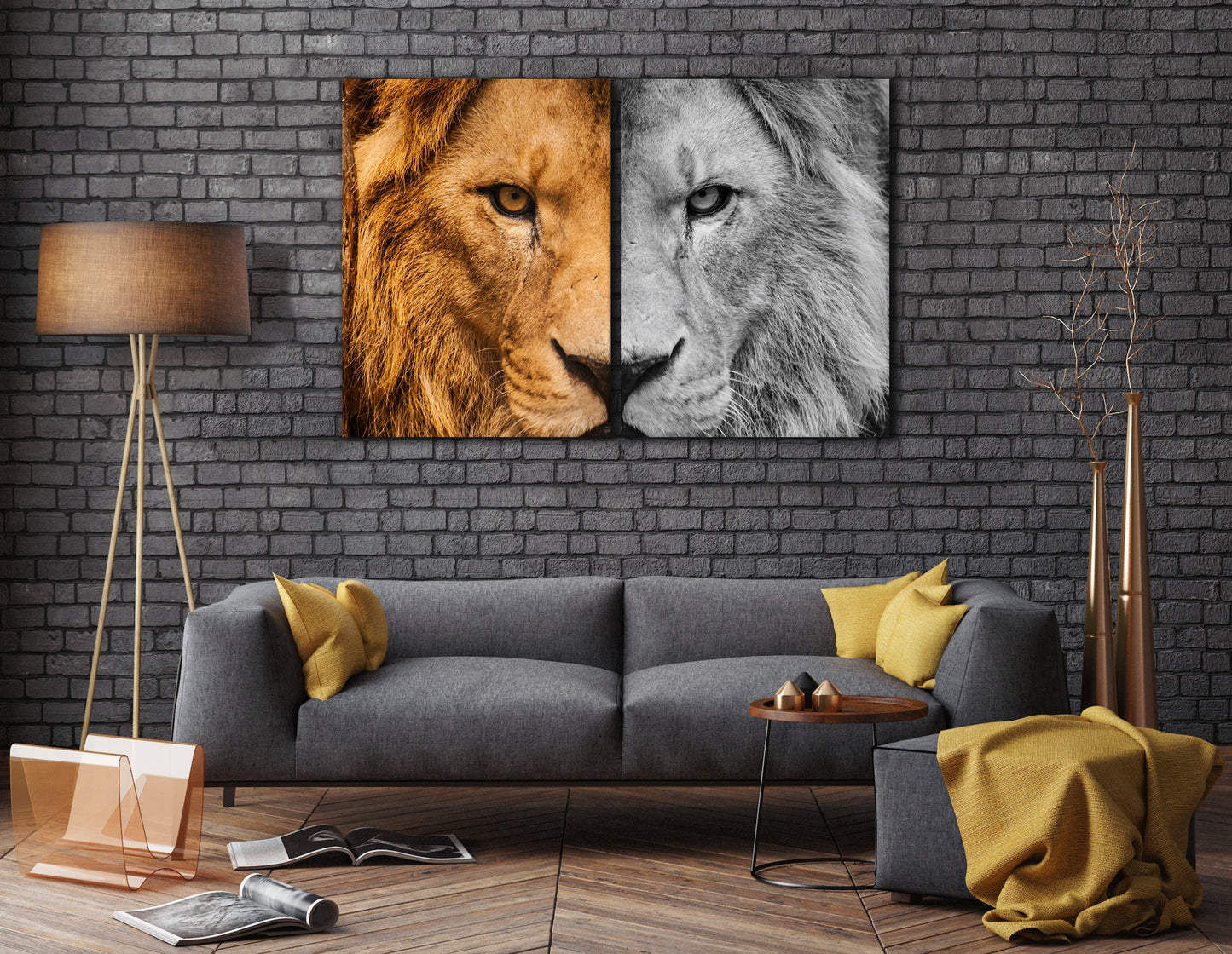 Lion face wall art canvas print home decor