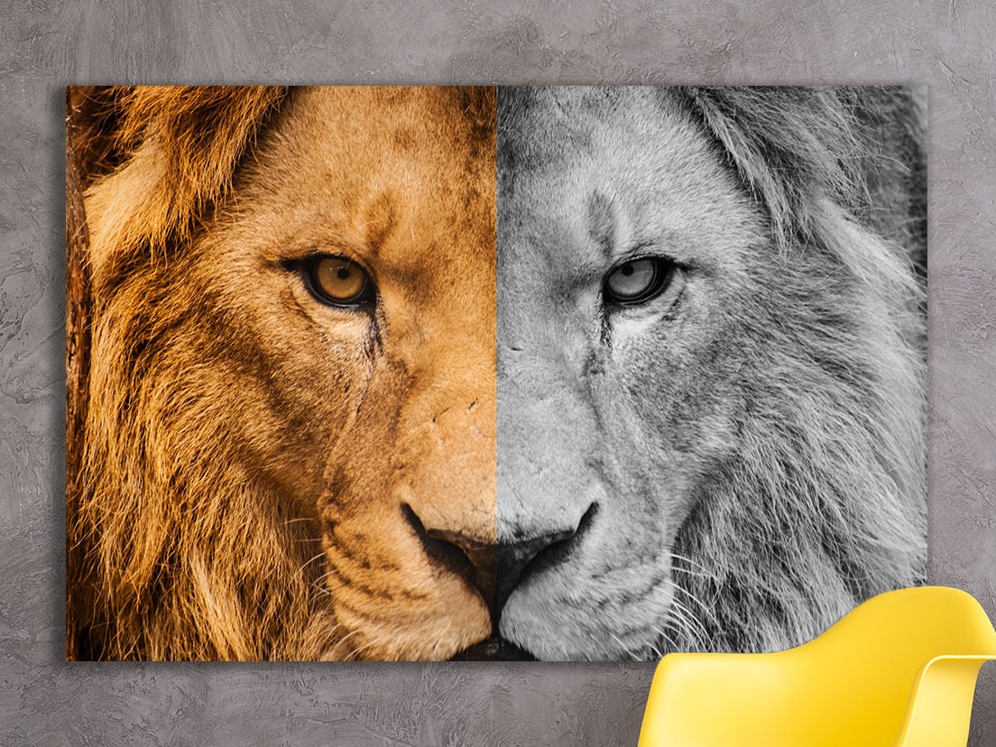 Lion face wall art canvas print made in Italy