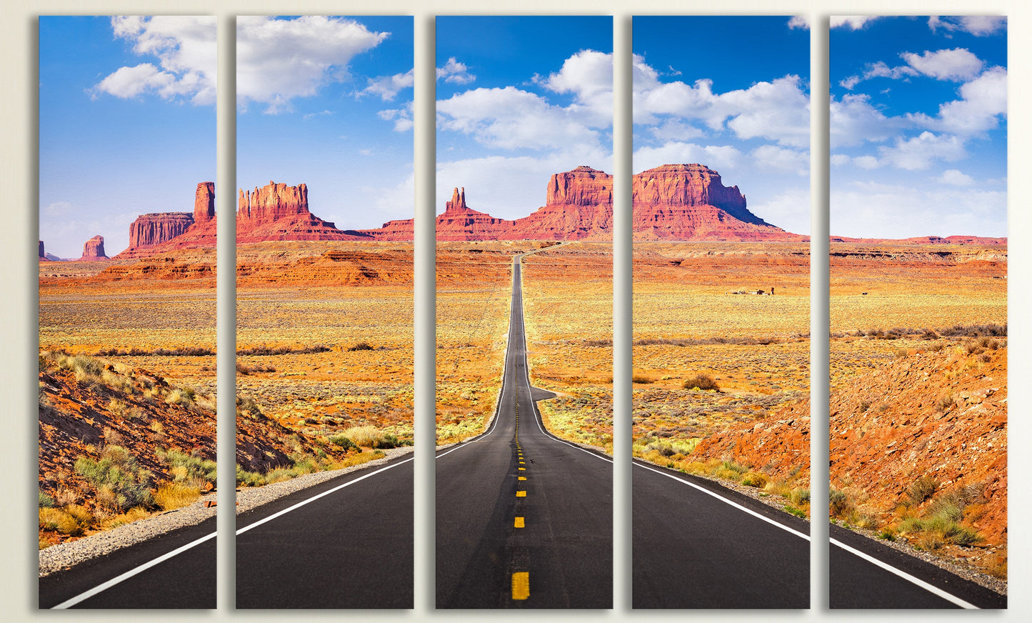 Monument Valley Road, Arizona, USA Canvas Eco Leather Print 5 Panels Detail