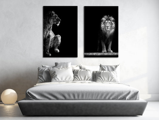 Lion and Lioness Portrait Wall Art