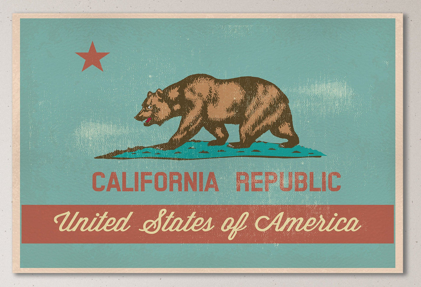 California Flag Artwork Framed Canvas Leather Print