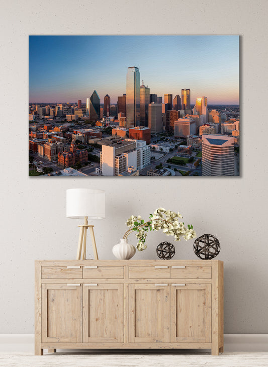 Dallas Texas at sunset canvas wall decor print