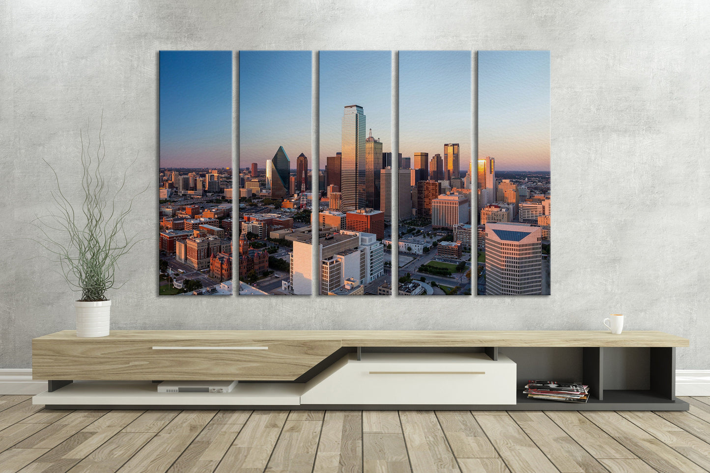Dallas Texas at sunset canvas home decor print