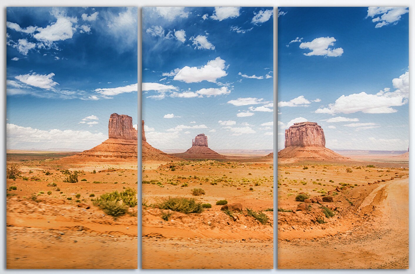 Desert Landscape Monument Valley Framed Canvas Leather Print, Made in Italy!