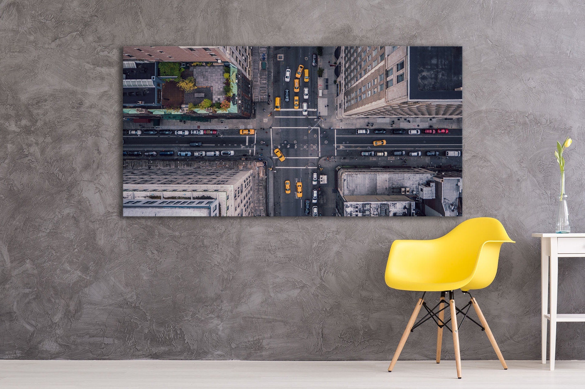 New York 5Th Avenue Aerial Wall Art Canvas Leather Print