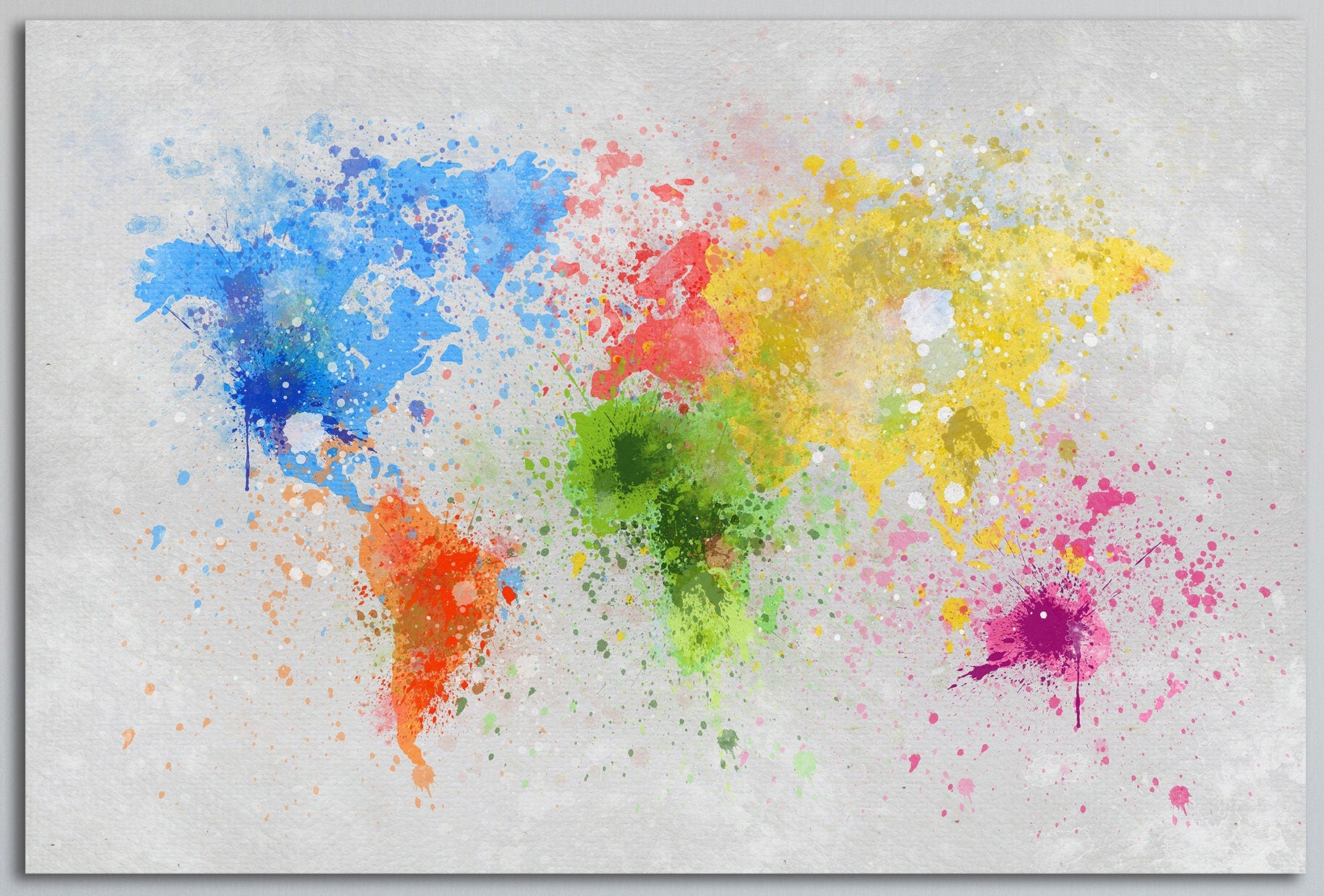 World Map Color Paint Leather Print Detail