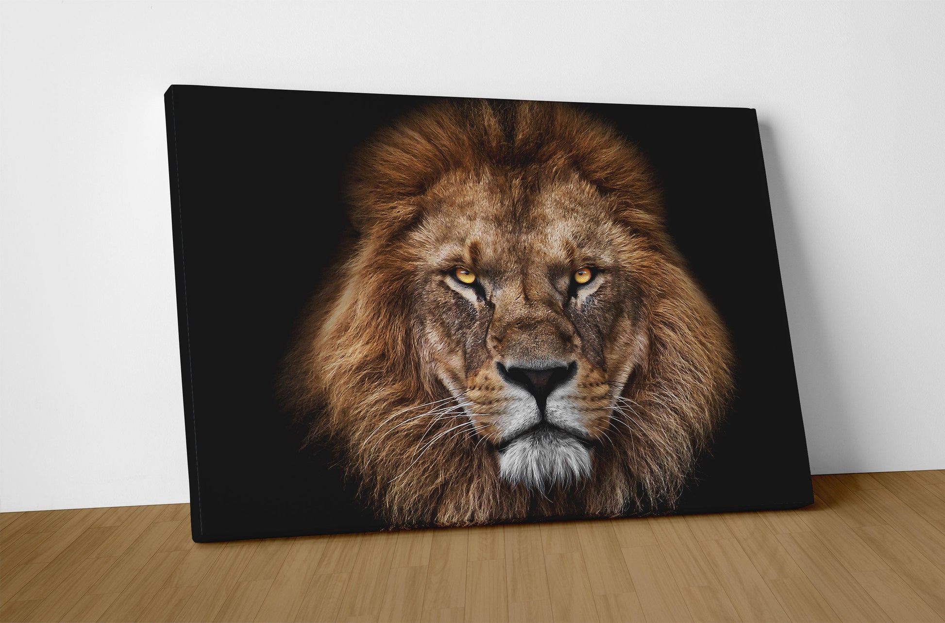 Lion Face Portrait Wall Art Eco Leather Print, Made in Italy!
