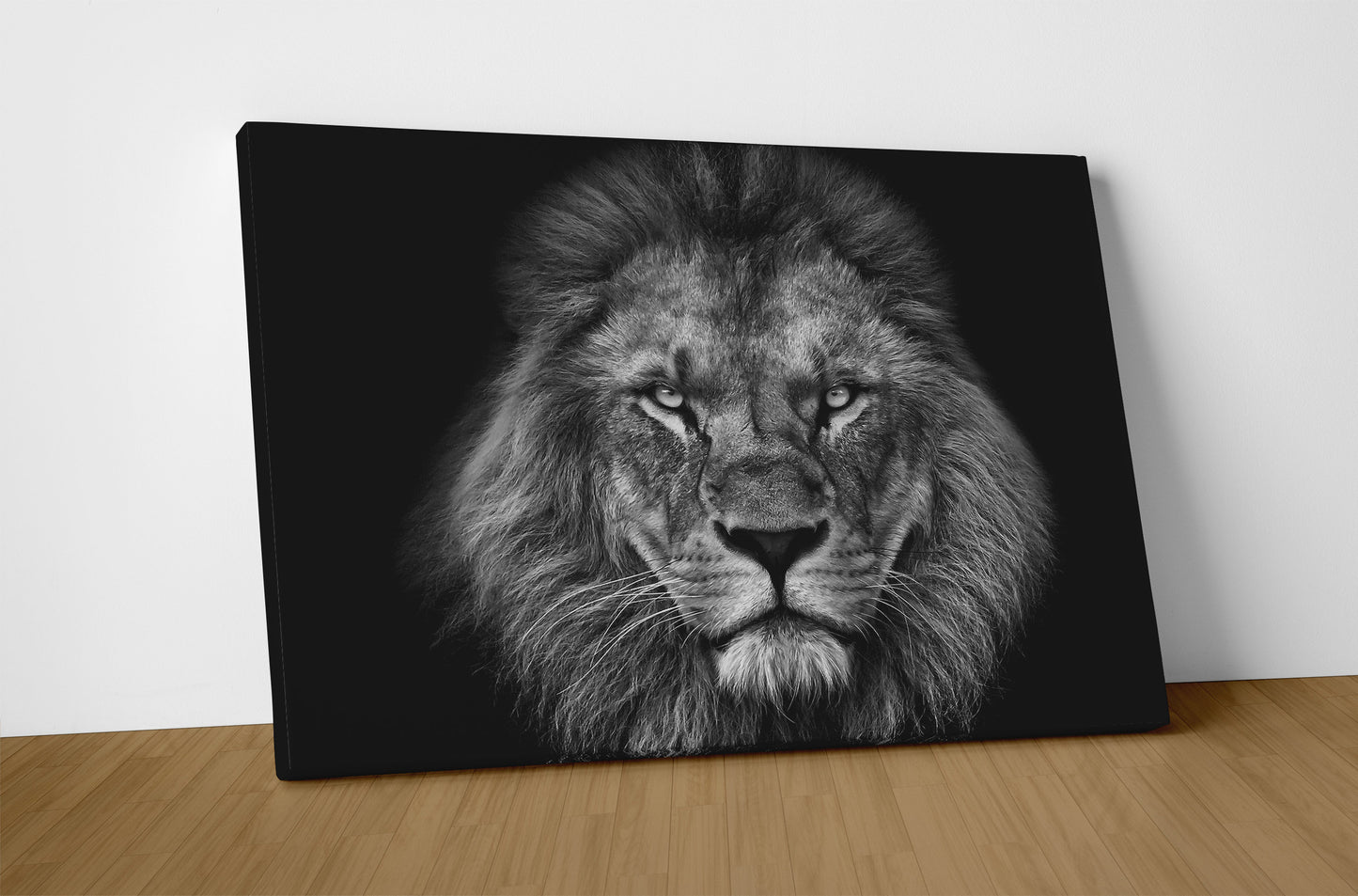 Lion Face Portrait Wall Art Eco Leather Print, Made in Italy!
