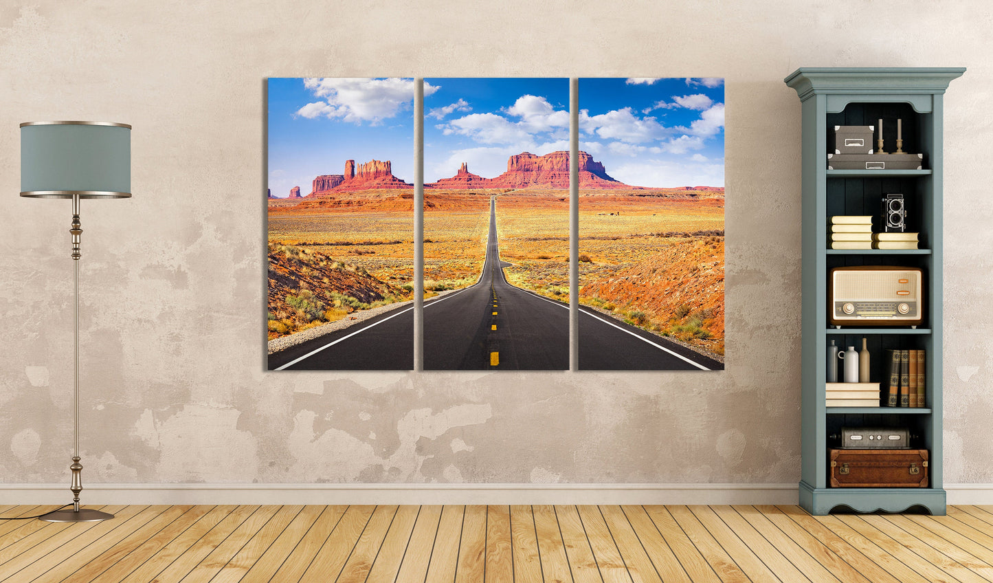Monument Valley Road, Arizona, USA Canvas Eco Leather Print 3 Panels Ambient