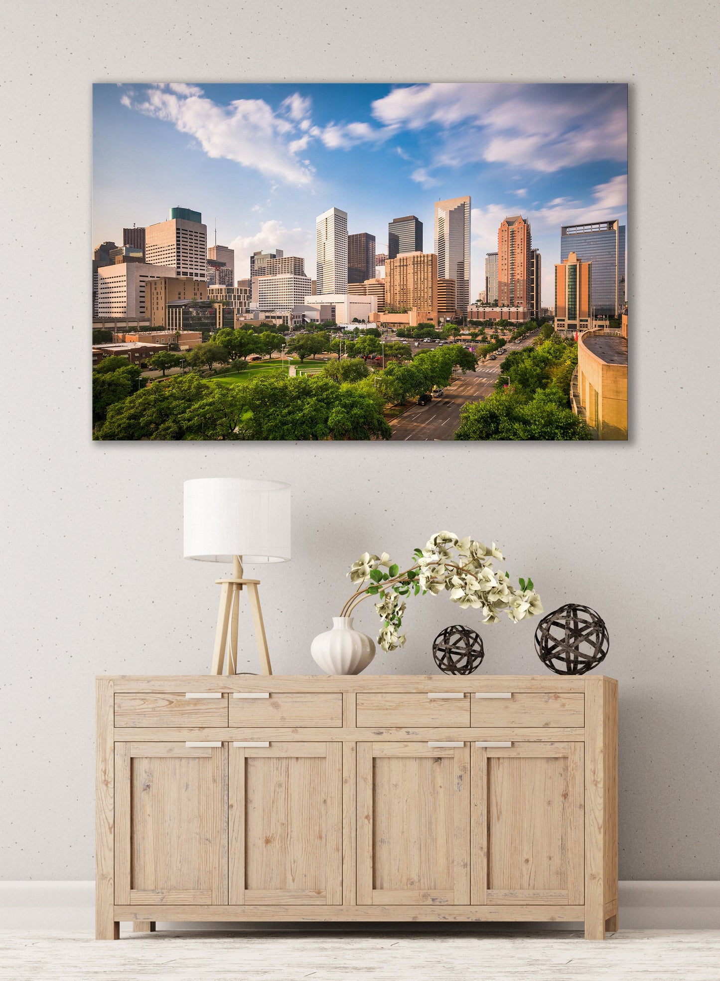 Houston, Texas Framed Canvas Leather Print