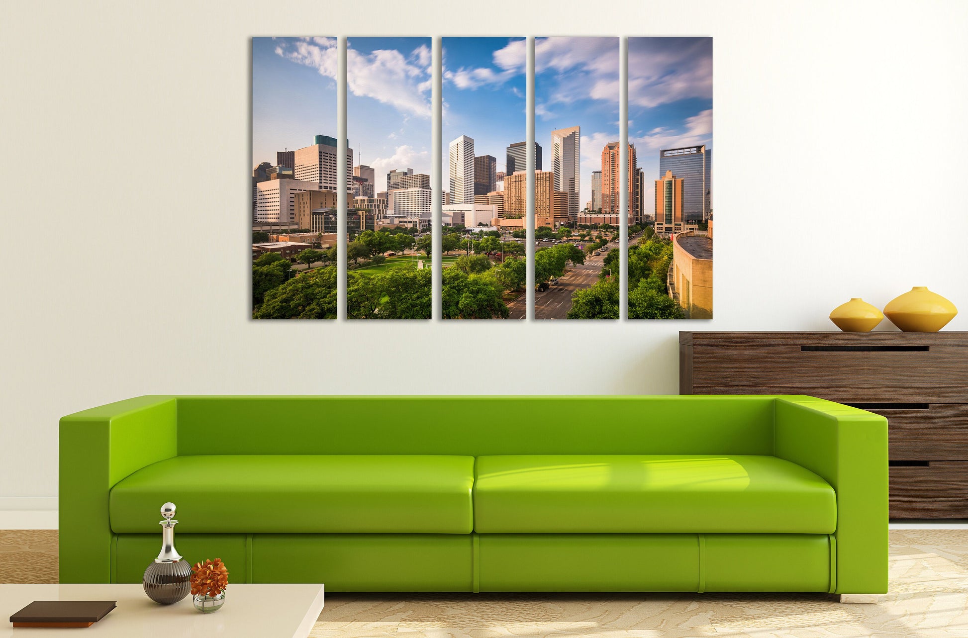 Houston, Texas Framed Canvas Leather Print