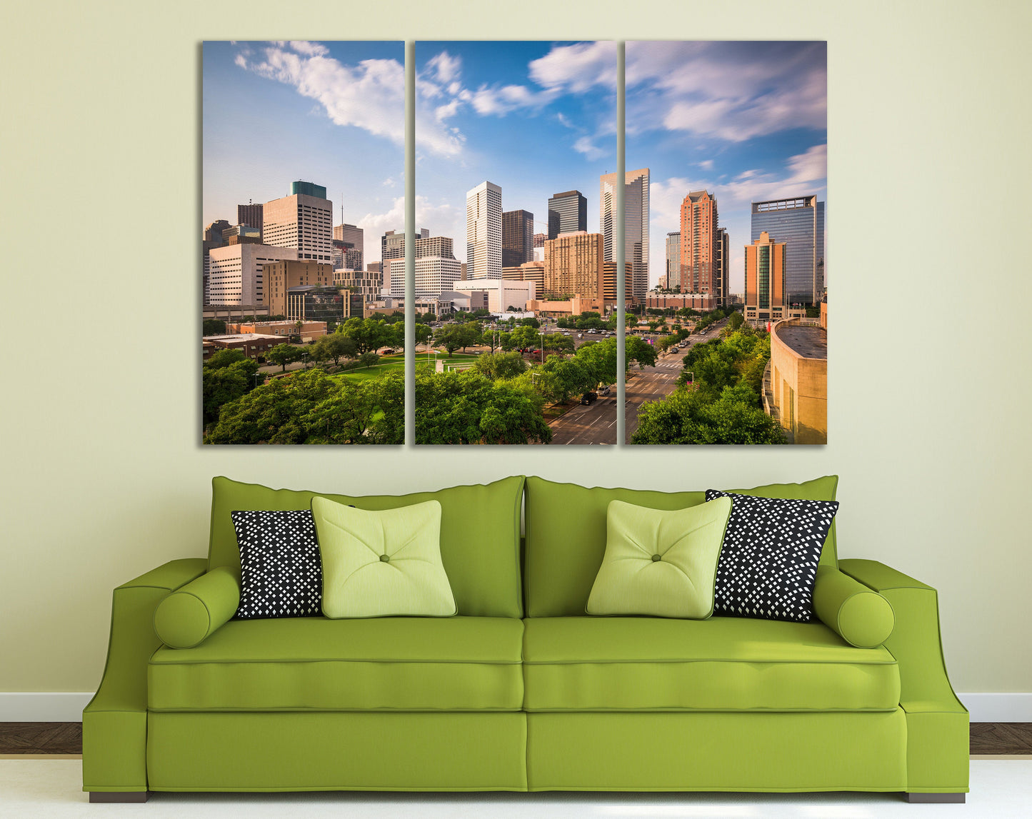 Houston, Texas Framed Canvas Leather Print