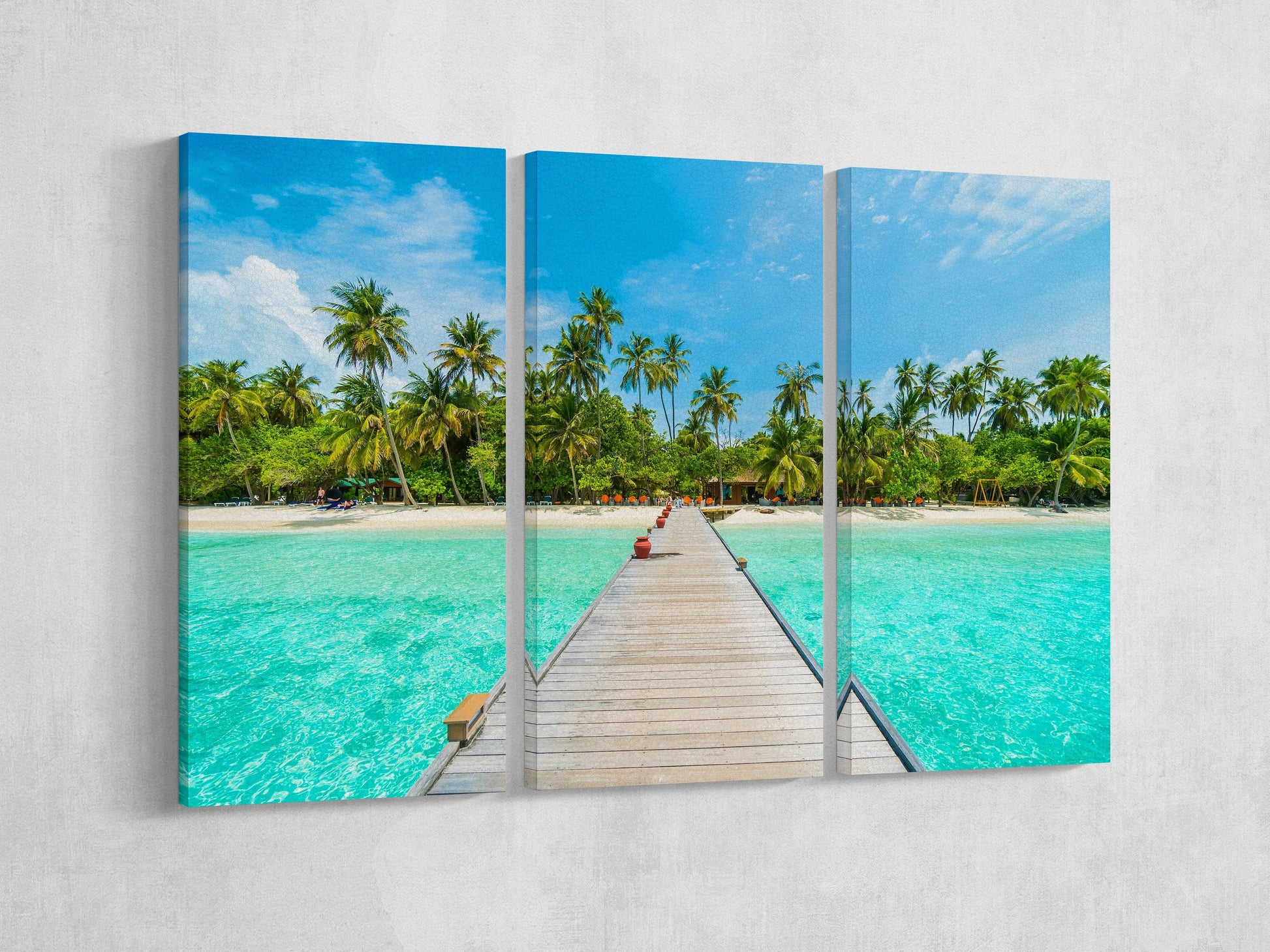 Maldives Island Framed Canvas Leather Print