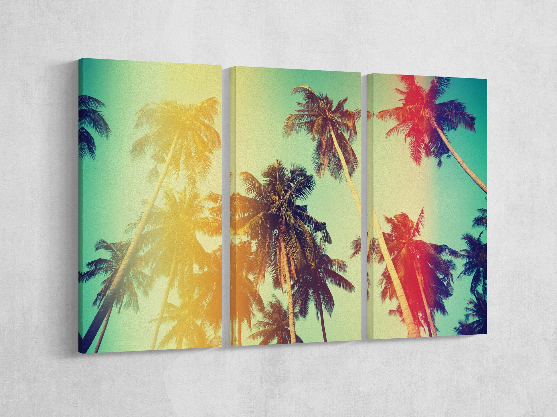 Vintage Palm Tree PETA Approved Faux Leather Canvas Wall Art