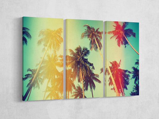 Vintage Palm Tree PETA Approved Faux Leather Canvas Wall Art