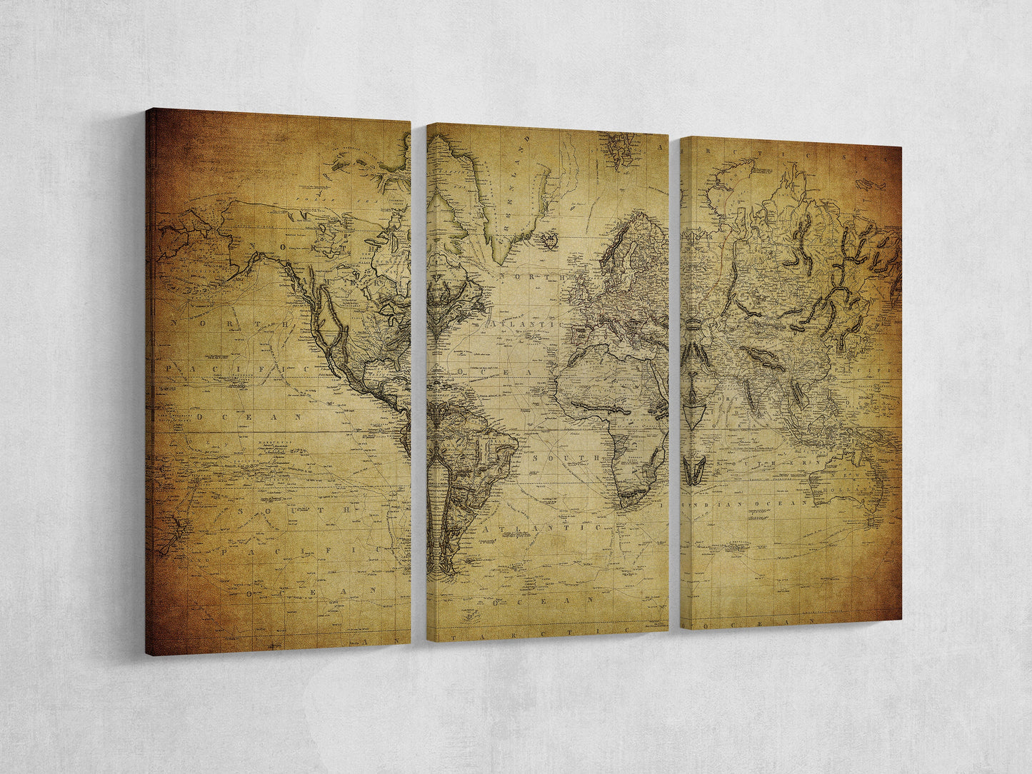 Vintage map of the world 1814 wall decor
