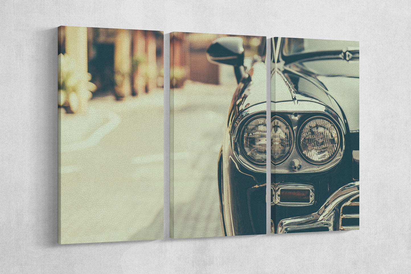 Vintage Car Headlight PETA Approved Faux Leather Canvas Wall Art