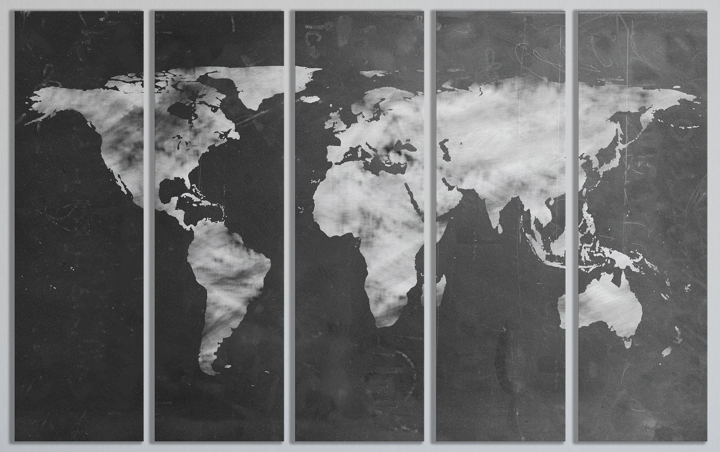 Large World Map Black and White Artwork Eco Leather Print