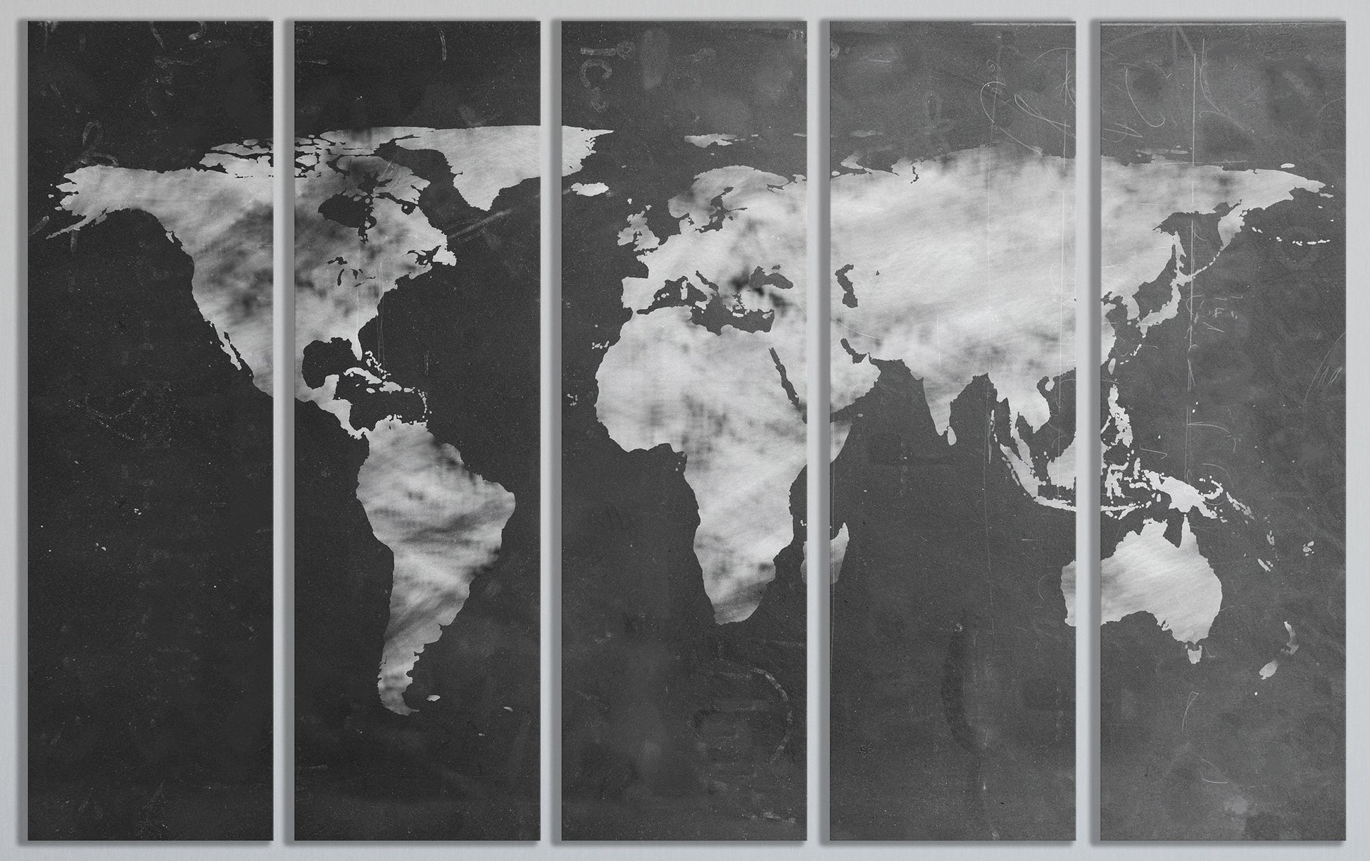 Large World Map Black and White Artwork Eco Leather Print