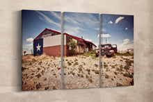 Load image into Gallery viewer, Abandoned Texas Bar-B-Q Restaurant on Route 66 Canvas Eco Leather Print, Made in Italy!