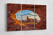 Load image into Gallery viewer, 3 Panel Arches National Park in Utah Framed Canvas Leather Print