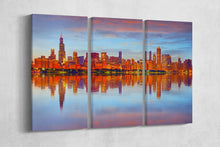 Load image into Gallery viewer, Chicago skyline wall art 3 panel wall decor