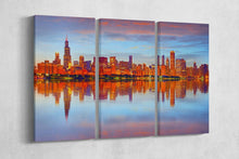 Load image into Gallery viewer, Chicago skyline wall art 3 panel wall decor