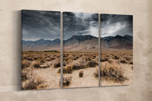 Charger l&#39;image dans la galerie, 3 Panel Dark Clouds Death Valley 3 Panel Framed Canvas Leather Print