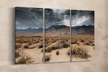 Laden Sie das Bild in den Galerie-Viewer, 3 Panel Dark Clouds Death Valley 3 Panel Framed Canvas Leather Print