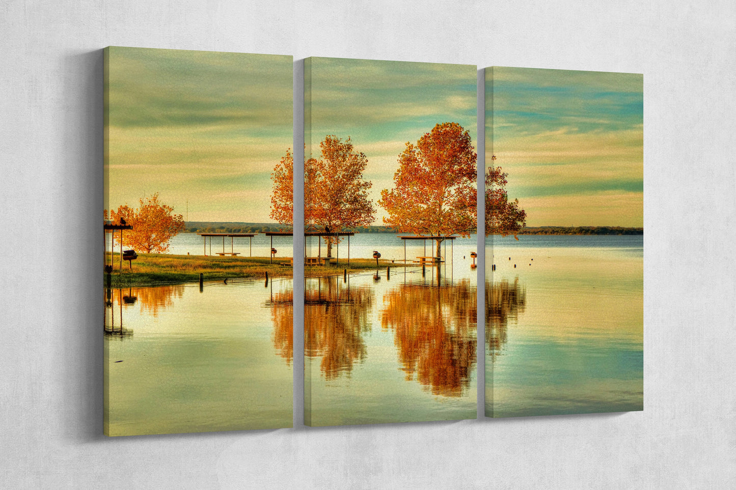 Lake Waco Texas Canvas Eco Leather Print, Made in Italy!