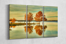 Load image into Gallery viewer, 3 Panel Fall in Waco, Texas Framed Canvas Leather Print