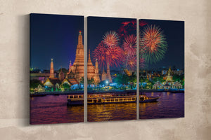 Wat Arun Bangkok canvas eco leather wall art print
