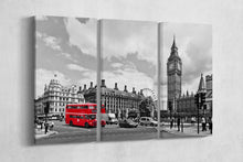 Load image into Gallery viewer, London Black and White Big Ben and Red Bus canvas wall art