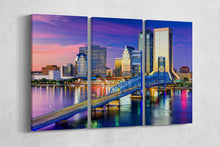Carica l&#39;immagine nel visualizzatore di Gallery, Jacksonville Florida Skyline Wall Art Canvas Eco Leather Print, Made in Italy!