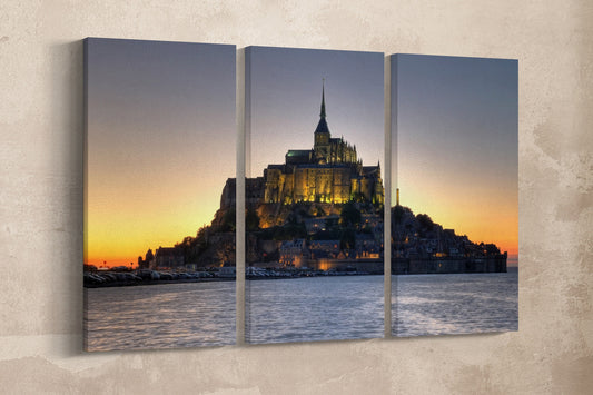 Mont Saint Michel Abbey, Normandy, France Canvas Eco Leather Print, Made in Italy!