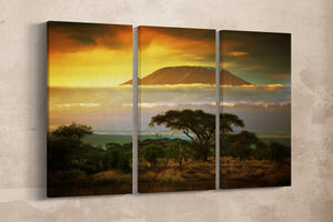 Mount Kilimanjaro Canvas Eco Leather Print, Made in Italy!