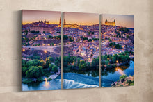 Load image into Gallery viewer, 3 Panel Toledo, Spain Framed Canvas Leather Print