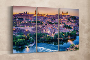 3 Panel Toledo, Spain Framed Canvas Leather Print